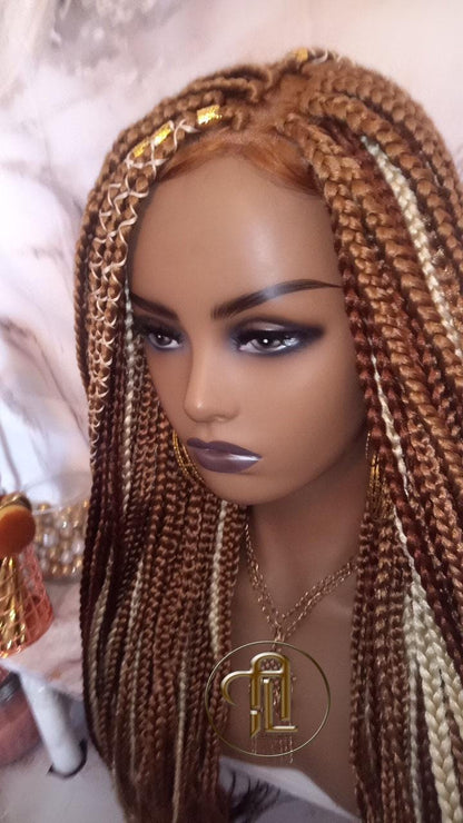 Lace Frontal Braid Wig Blonde Brown Ginger 27 30 613 Box Braid Wig Copper White Blonde Platinum Lace Baby Hair Unit Straight Glueless Braid