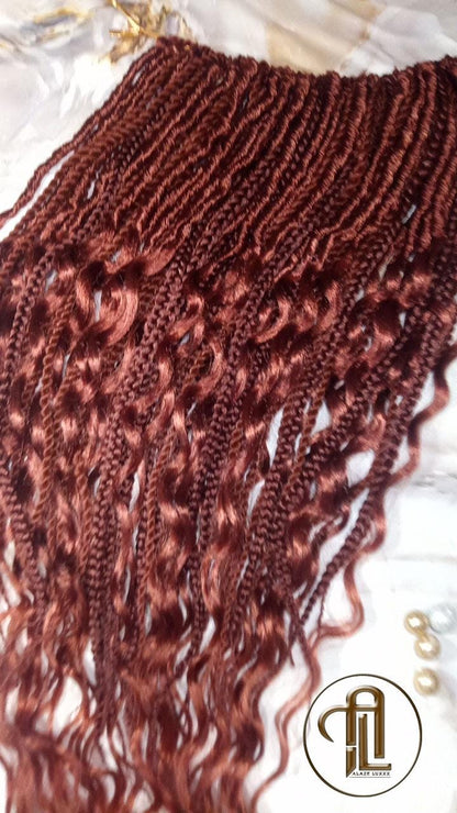 Boho Dread Braid Single Ended Ginger Red Burnt Orangish SE 75 Piece Set Mixed Soft Crochet Hair Wrap Extension Texture Natural Realistic