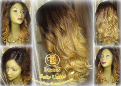 Short Brown Blonde Ombre Highlights Balayage Auburn Colorist Wig Virgin Hair Unit Wig Blonde 27 613 dark roots weave mermaid Color Melt Wig