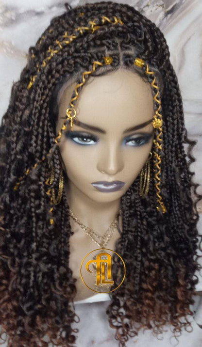 Full Lace Wig Box Braid Wig Long Brown black boho curyly box braids 1b 30 brown auburn Medium Straight bohemian gypsy Mix Black Brown
