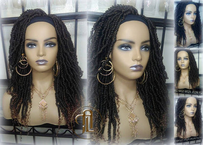 Headband Wig 14in' Passion Twist Short Black 1B 30 Black Brown Mini Small Fluffy Irregular Bomb Spring Kinky Bohemian Boho Hair twist hair