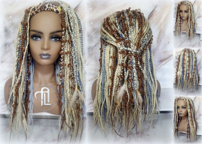 Headband Wig Blonde 613 Platinum 27 Honey Blue Box Braids Gypsy Bohemian Boho Wig Blonde Long Straight Hair Fall Viking Braided Wig