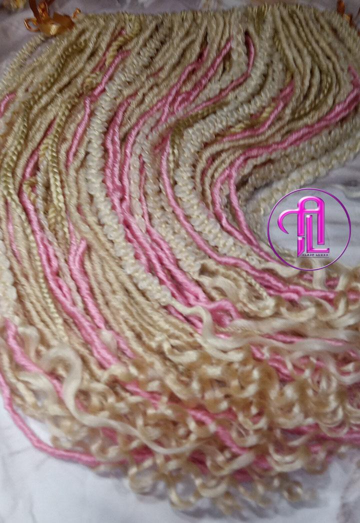 Oink  Blonde 613 Single End  SE 75 Piece Set Straight wavy dreads tebraid Bohemian synthetic dreadlock Soft Boho Dread Braid Hair Extension