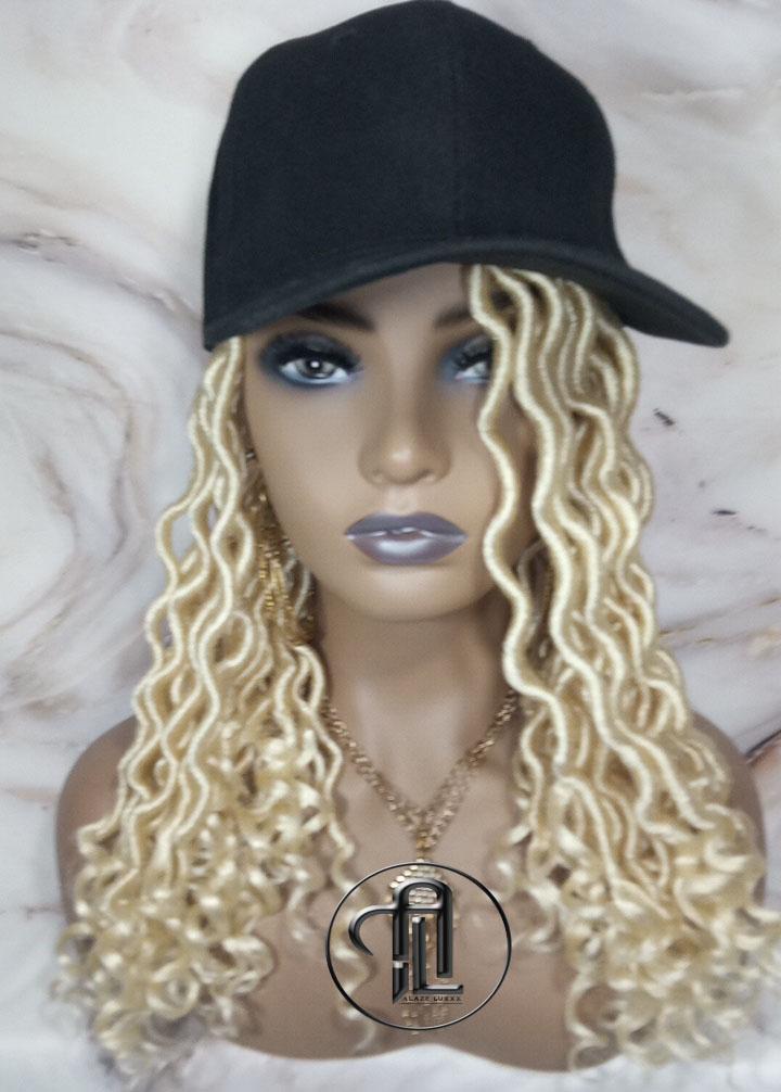 Goddess Locs Braid Wig Hat Baseball Cap 613 Blonde Ombre Mermaid Boho curly bohemian Short Curly 14 16 in Hat Wig Gym Braided Hat Wig Dreads