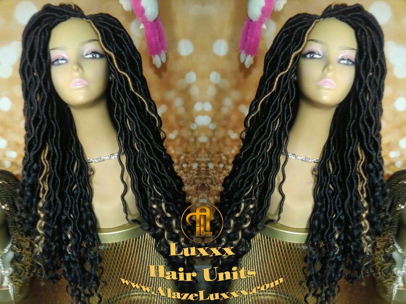16 in Individual Goddess Faux Locs Crochet Dread Wig Wavy Black Dreads 1B Honey Blonde 27 Gypsy Gipsy Synthetic Dred Festival Bohemian Boho