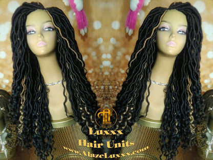 16 in Individual Goddess Faux Locs Crochet Dread Wig Wavy Black Dreads 1B Honey Blonde 27 Gypsy Gipsy Synthetic Dred Festival Bohemian Boho
