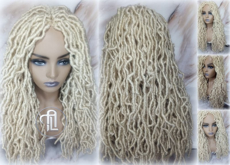 Nu Locs Distressed Soft Locs Platinum Blonde Braided Wig Gypsy Bohemian Boho 613 Goddess Faux Dread Locs Faux Locs