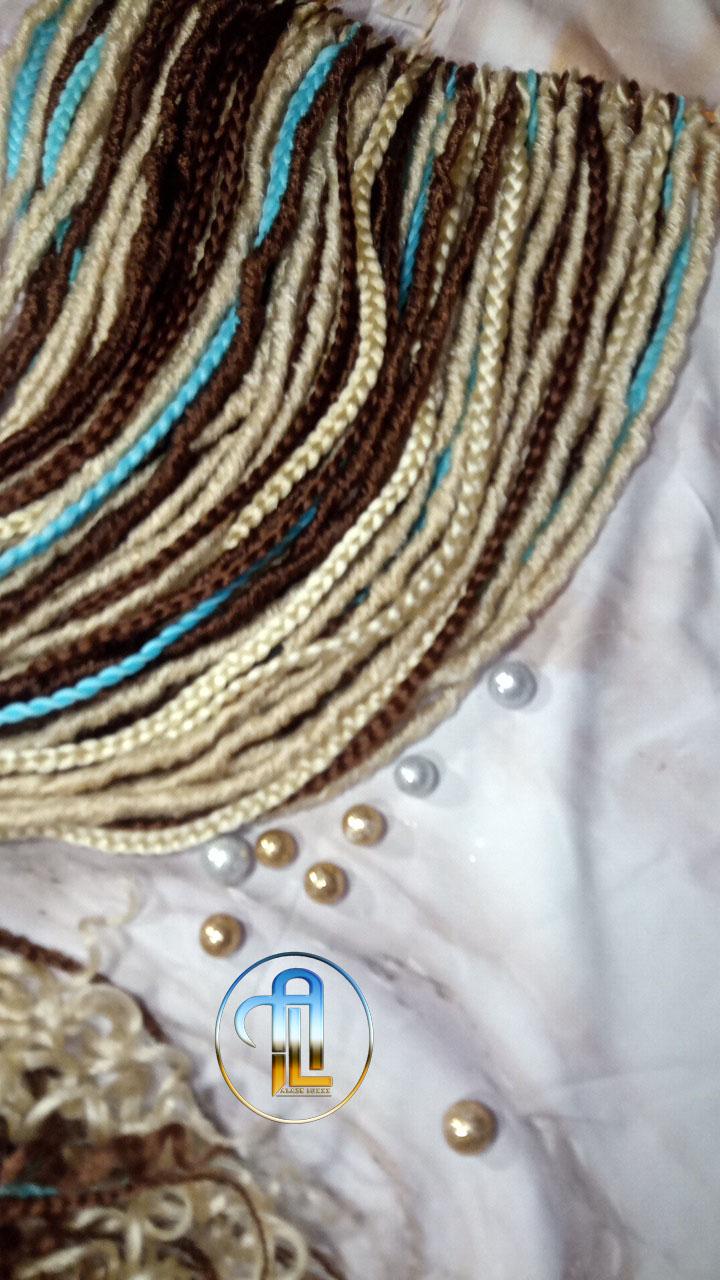 Brown Blonde Blue Set Soft boho Bohemian dreadlocks textured braids wavy dreads  SE Full set Curls dreads and Braids Dragon Braids Locs