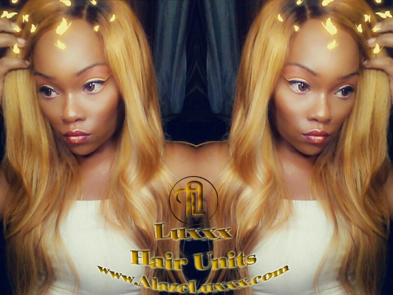 Balayage Blonde 16 In' Dark Roots Honey Straight Long 27/613 Color Melt Virgin Hair Unit 4x4 Lace Front Wigs Kim Khloe Kardashian Wig Look