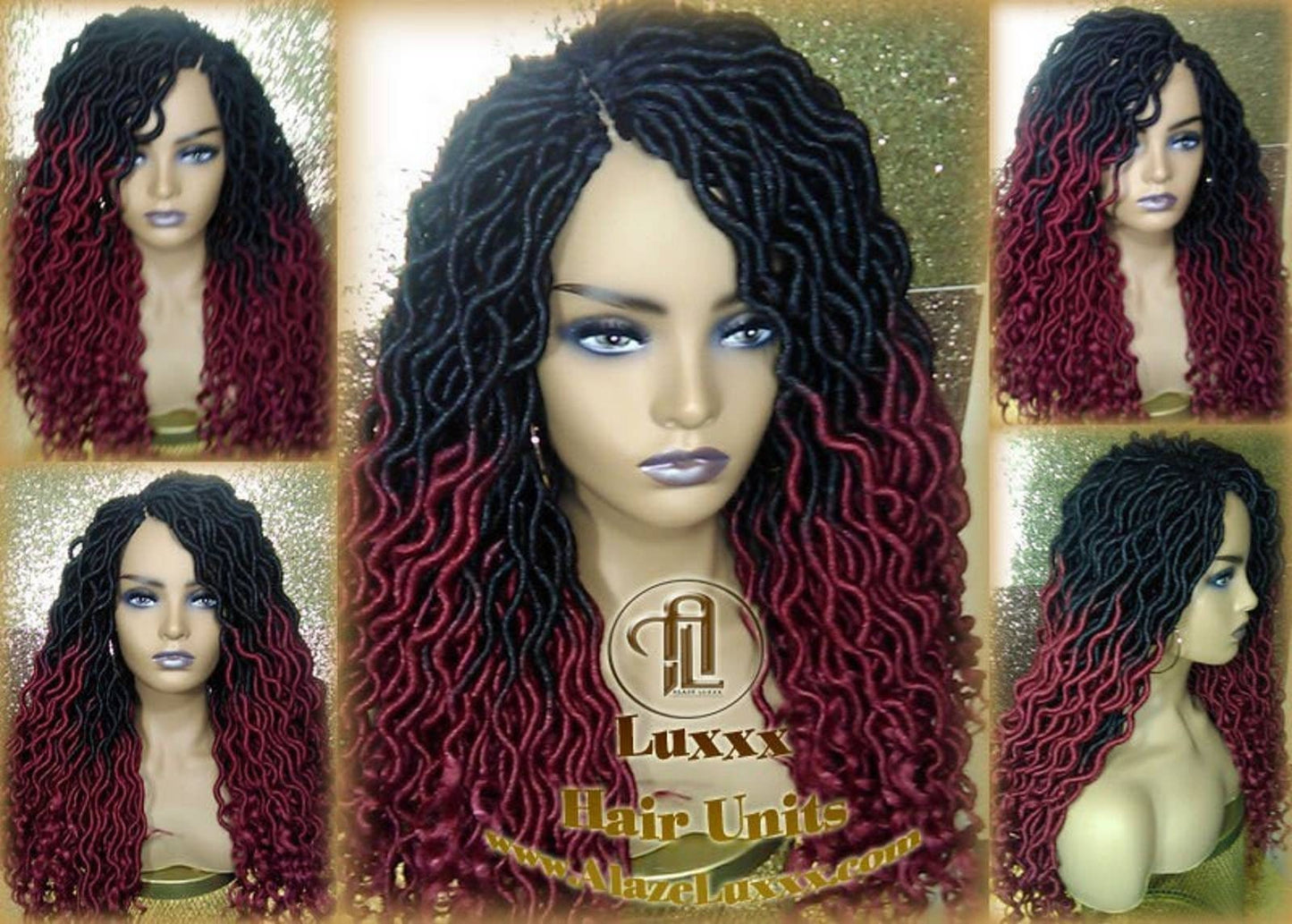 Ombre Goddess Locs Fire 530 Goddess Festival Hair Red Burgundy 1b Marley Crochet Synthetic Dread Dred Loc Lock Wig Unit Braided