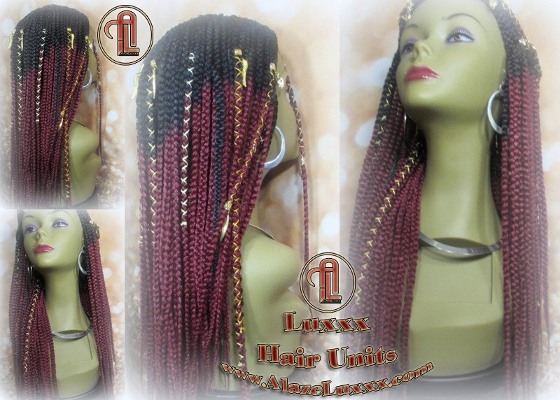 Red Ombre Lemonade Fulani Cornrow Braid Wig French Braids Feed in Braids Swim Wig Gym Wig Kardashian Fulani Beyonce Tribal Goddess Braids