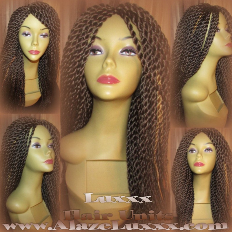 Senegalese Twist Wig  Brown 14' NEW Natural Look!  Long Glueless Lace Finish! 14' Medium Kinky Twist Box Braid Wigs Senegalese Twist Wig
