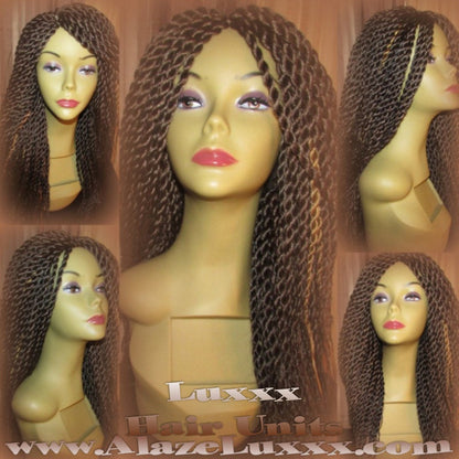 Senegalese Twist Wig  Brown 14' NEW Natural Look!  Long Glueless Lace Finish! 14' Medium Kinky Twist Box Braid Wigs Senegalese Twist Wig
