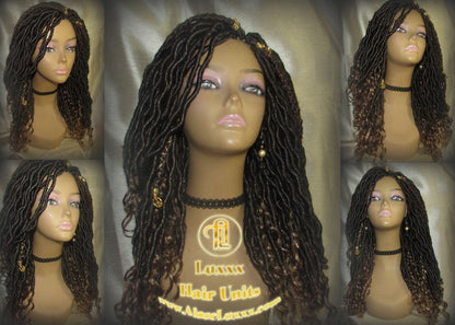Goddess Faux Loc Wig Wavy Blonde Tips Ends 27 Brown Hair Gypsy Bohemian Boho Gypsy Distressed Dread Loc 27 DE SE Dred 14 16 in Braided Wigs