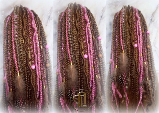 Ponytail Hair Fall Extensions Honey Blonde Pink Ombre Elements Accents Feathers synthetic box braids hair scrunchie clip in Clip on Braids