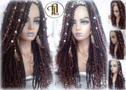 Headband Wig Brown 30 Black Dreads Mix Set Twist Soft Crochet Boho Dread Braid Set Bohemian extensions