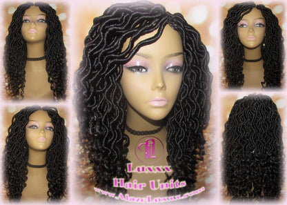 Black short goddess faux loc wig boho gypsy 1b Jet black Short Medium Braid Wig Black Marley Dreds Braid Wig faux Loc Wig Festival hair