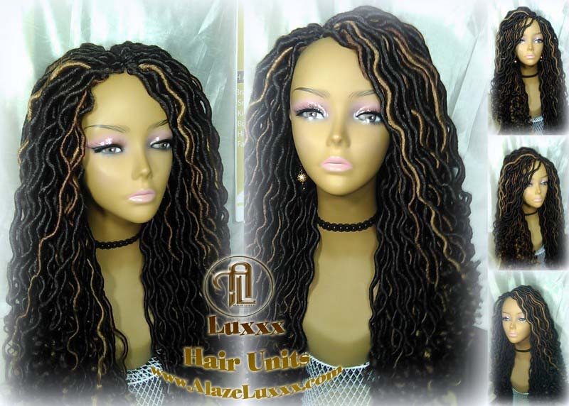 Long Wavy Goddess Faux Locs Honey Platinum DE SE Dred Lock Braided Wigs Dread Wig Blonde 30 27 Black Dread Gypsy Bohemian Boho  Distress
