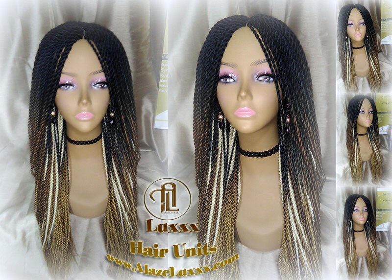 Senegalese Twist Braid Wig 26 28 Inch Long Ombre Black Brown Blonde 27 613 Small Crochet Braids Drag Queen Wig Synthetic Braiding Alopecia