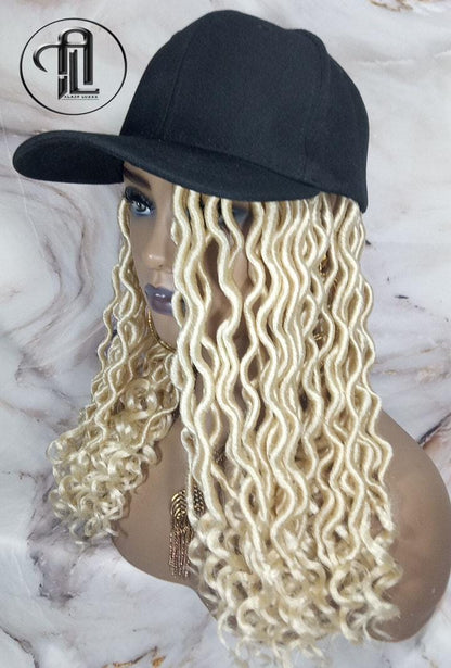 Goddess Locs Braid Wig Hat Baseball Cap 613 Blonde Ombre Mermaid Boho curly bohemian Short Curly 14 16 in Hat Wig Gym Braided Hat Wig Dreads