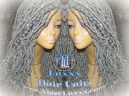 Storm Silver Grey Gray 44 51 Platinum Metallic Chrome Hair Gypsy Bohemian Boho Goddess Faux Dread Locs Wig Wavy Dred  Coplay Lock Crochet