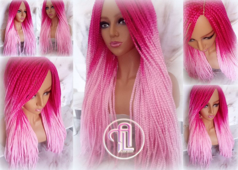 Light Pink Hot Cosmic Pink Mermaid Wig Box Braids braided Synthetic hair Lace Part Barbie Core Barbie Movie Barbie Hair wig Barbie Core