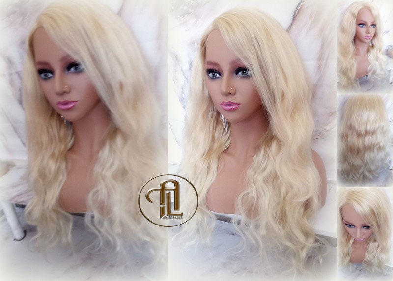 Blonde 613 Virgin Hair Wig Lace Closure Short 22 In Wavy Loose Body Wave Lace Front Curly Human Hair Blonde Wig