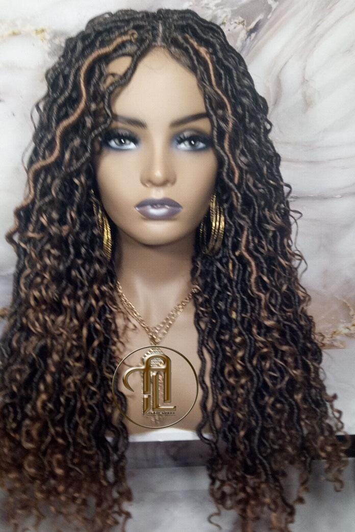 Full Lace River Goddess Loc Wig Distressed Dread Baby Hair Wigs Brown Blonde Faux  Long Wavy Blonde Tips End 27  Hair Bohemian Boho Gypsy