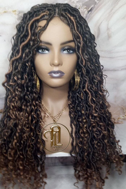 Full Lace River Goddess Loc Wig Distressed Dread Baby Hair Wigs Brown Blonde Faux  Long Wavy Blonde Tips End 27  Hair Bohemian Boho Gypsy