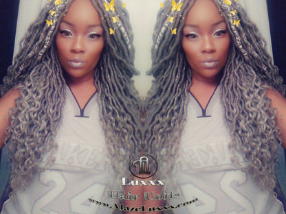 Silver Storm Hair Grey Gray 44 51 Platinum Festival Hair Braids Gypsy Passion Twist Goddess Faux Dread Locs Wig Unit Cosplay Crochet Braids