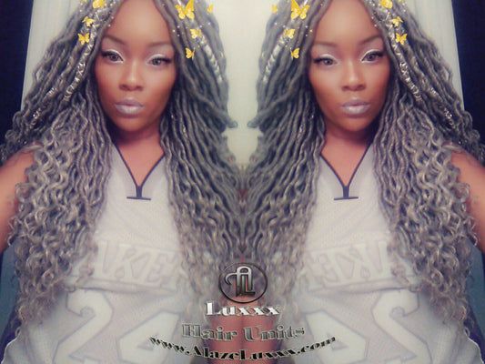 Silver Storm Hair Grey Gray 44 51 Platinum Festival Hair Braids Gypsy Passion Twist Goddess Faux Dread Locs Wig Unit Cosplay Crochet Braids