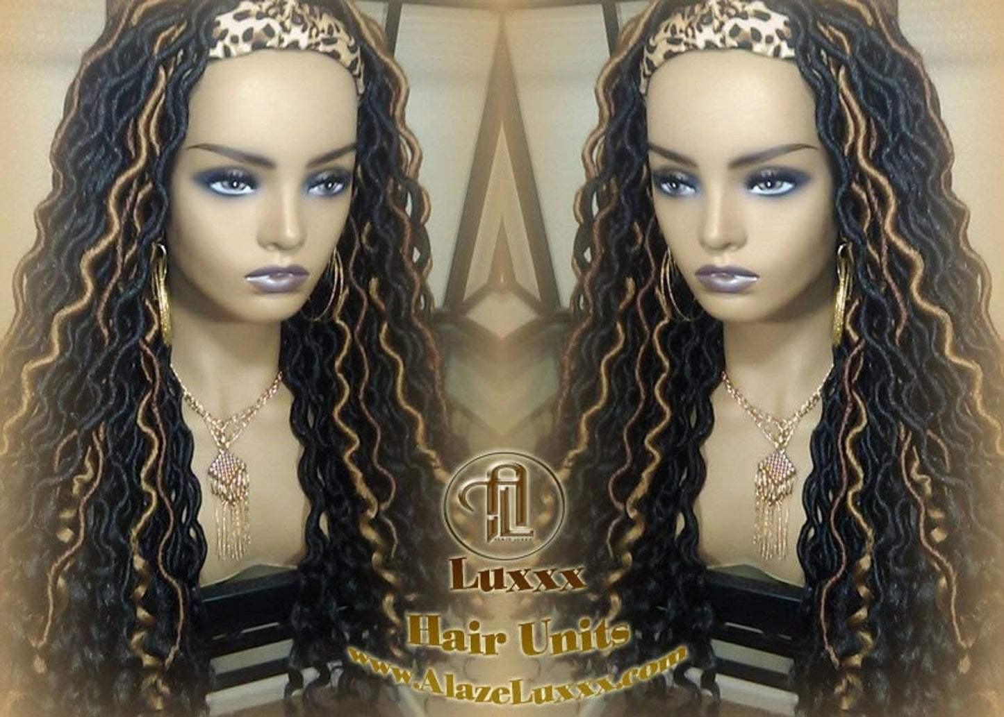 Headband Wig Black 1B 27 30 Brown Goddess Faux Loc Wig Long Wavy Ends Hair Bohemian Boho Gypsy Dread DE SE Dred Lock Braided Wigs