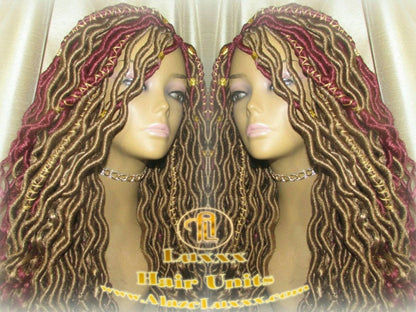 Goddess Faux Loc Wig Gold Honey Blonde 27 Marley Crochet Synthetic Dread Dred Red Burgundy 530 Ombre Box Braids Kinky Twist Hair Braided Wig