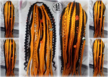 Ponytail Hair Hair Black Orange  Fall Extension Clipin Hairband Hair Tie box braids hair scrunchie Halloween