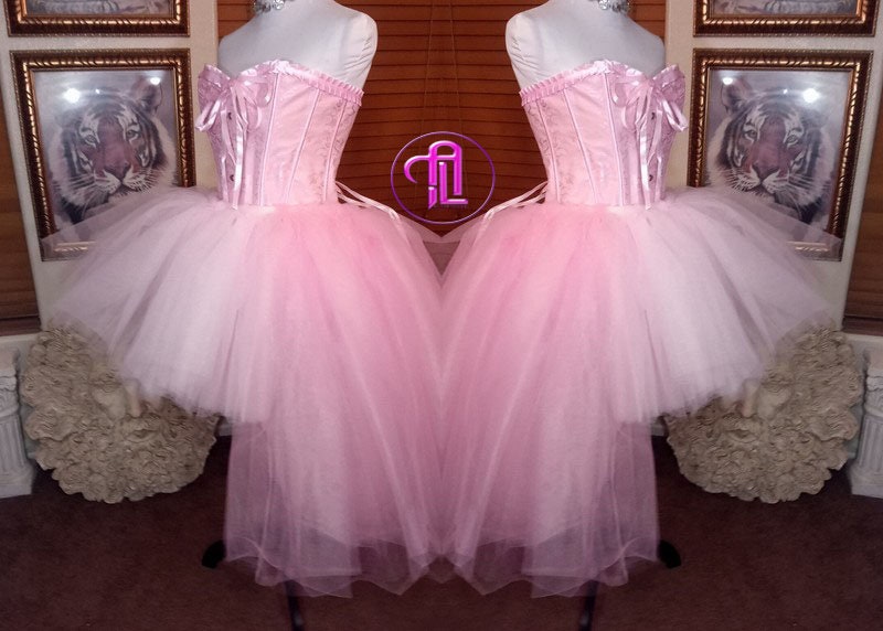 Valentines Day Dress Skirt Corset Style Outfit Light Pink Blush Pink Hi Low Skirt Hearts Cupid