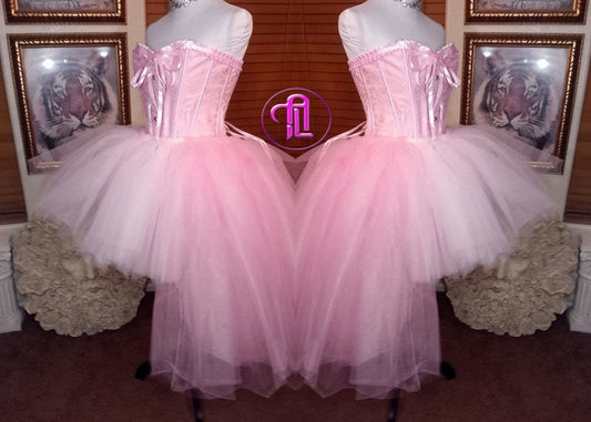 Valentines Day Dress Skirt Corset Style Outfit Light Pink Blush Pink Hi Low Skirt Hearts Cupid
