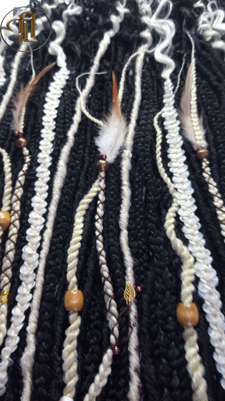Hippy Bohemian Black 613 Blonde  Dreadlocks Braids SE Set Kit Mixed Soft Crochet Boho Hair Full Head Curly Wavy Extensions Textured Single