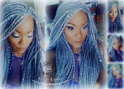 Box Braid 44 51 Wig Grey Gray Silver Lace Baby Hair Storm Long Medium Straight Glueless! Braid Lace Wig Pre Stretched Braiding Hair