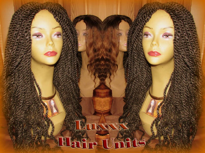 Black Kinky Twist Marley Twist Wig Unit! Curled NEW Natural Look! Glueless Lace Finish! Natural Kinky Twist Box Braid Dred Lock Twist Wig