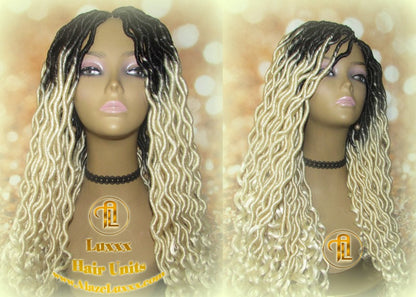 Goddess Faux Dread Wig 1B Black Blonde Ombre Dark Roots 613 Marley Dred Lock Gypsy Bohemian Crochet Festival Hair Wig Platinum Braided Wig