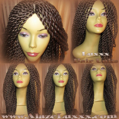 Senegalese Twist Wig  Brown 14' NEW Natural Look!  Long Glueless Lace Finish! 14' Medium Kinky Twist Box Braid Wigs Senegalese Twist Wig