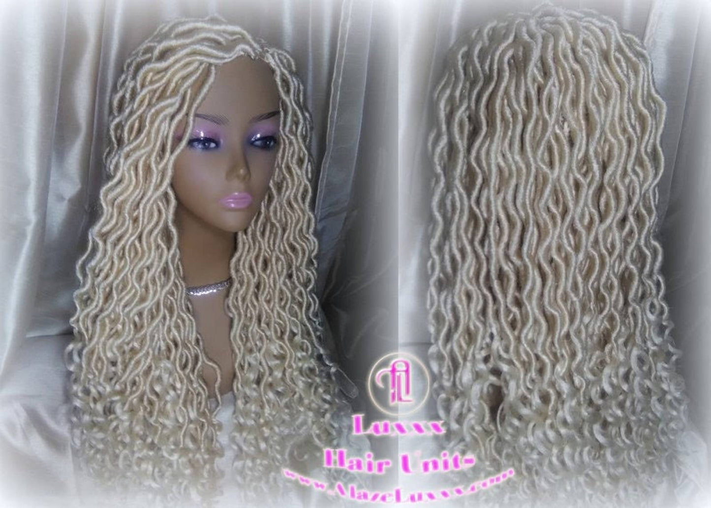 Platinum Blonde Braided Wig Gypsy Bohemian Boho Goddess Faux Dread Locs Wig Unit! Blonde #613 Marley Dred Lock Wig Crochet Messy Hair Wig
