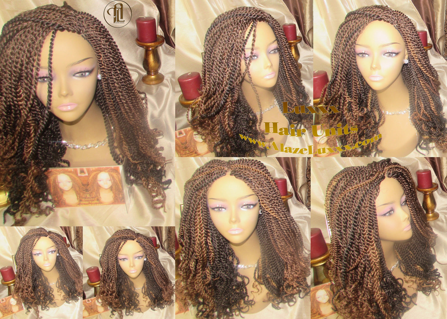 Straight Senegalese Twist Wig Unit Ready2Ship: HOT 22' Unique Rare Wine 33/27/4 Long   Alopecia Natural Small Twist Crochet Braided Braiding