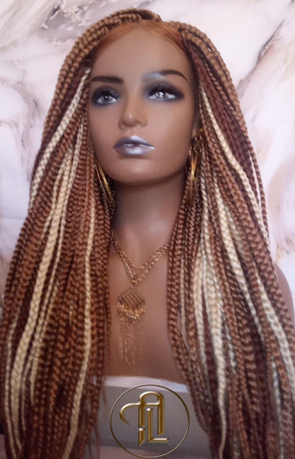 Lace Frontal Braid Wig Blonde Brown Ginger 27 30 613 Box Braid Wig Copper White Blonde Platinum Lace Baby Hair Unit Straight Glueless Braid