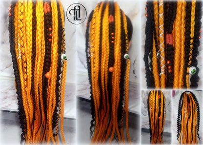 Halloween Ponytail Hair Accessories Hair Fall Extension Clipin Black Orange Hairband Hair Tie box braids hair scrunchie Pumpkin Ghost Scary