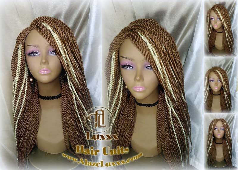 27 613 Blonde Long Straight Small Senegalese Twist Wig Unit Barbie Blonde 22' Braids Twist Locs 613 Braiding Hair Platinum Blonde Braids Wig