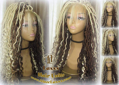 Goddess Faux Locs Platinum Blonde Brown 27 Gypsy Boho 613 Boho Braid Wig Bohemian Lace Dreads Closure Cosplay Mermaid Summer Spring
