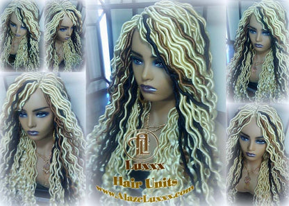 Platinum Blonde Gypsy Bohemian Boho Goddess Faux Dread Locs Wig Unit! Blonde #613 #27 Brown Wavy Dred Lock Wig Crochet Messy Hair Wig
