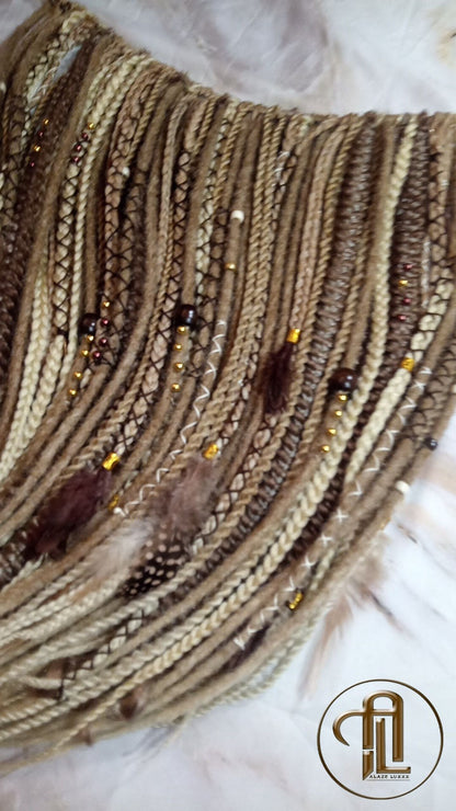 Blonde Ombre Single End SE Set Kit Synthetic Soft Crochet Boho Dread Braid Hair Wraps Extensions Textured Single Loop Dread Brown Dreads