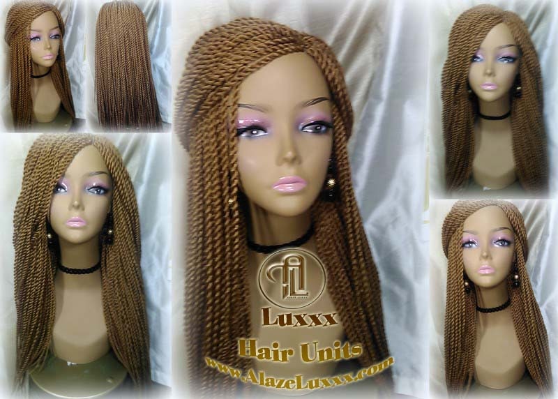Blonde Straight Senegalese Twist Wig Unit Bombshell 18' Auburn 27 30 Alopecia Natural Silky Straight Crochet Braided Braiding Wig